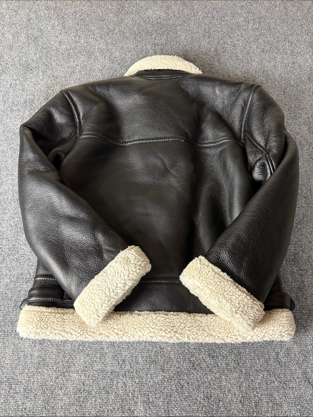 Aeropostale Black Puffer Jacket with Cream Sherpa Trim - Picture 9 of 9
